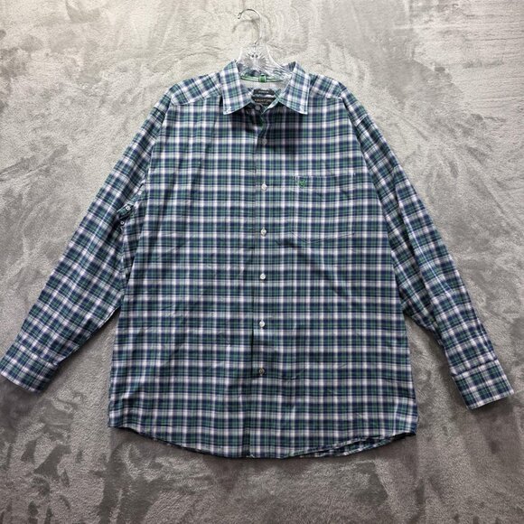 Ariat Shirt Mens Large Blue Plaid Pro Series Stretch Button Down Long Sleeve - Picture 1 of 10